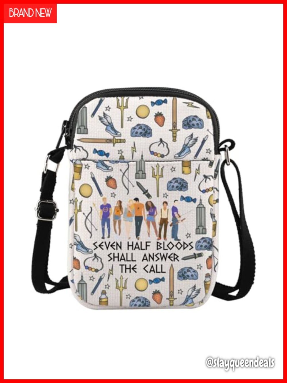 Canvas Crossbody Bag Adjustable Strap 3 Pockets Percy Fans Gift